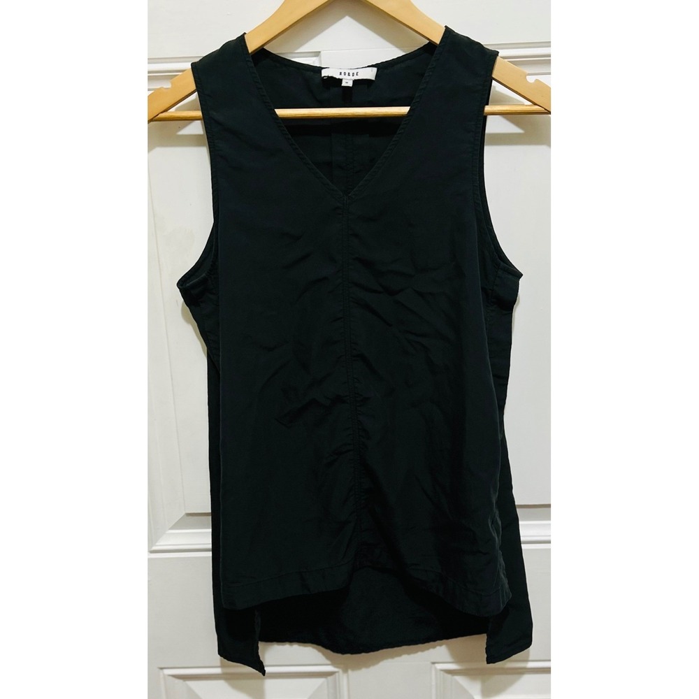 RO&DE‎ Black Sleeveless V-Neck Tank Top Minimalist Casual Blouse